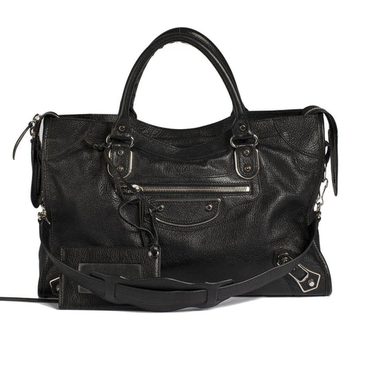 Balenciaga Motocross Classic Silver City Bag