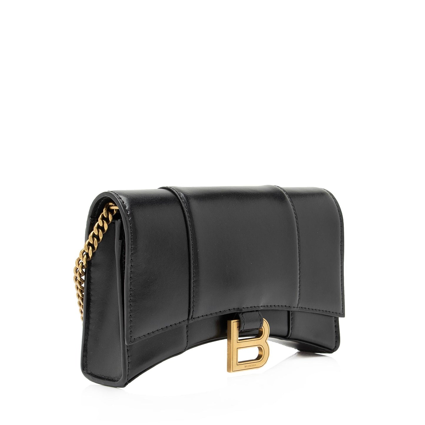 Luxury Balenciaga Trending 2026 Shiny Calfskin Hourglass Wallet on Chain Bag (SHF-23824)