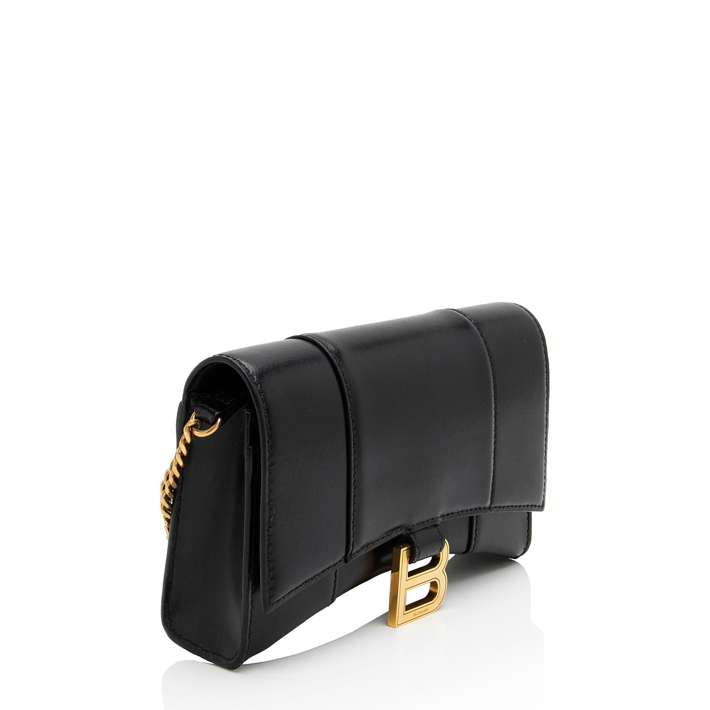 Luxury Balenciaga Trending 2026 Shiny Calfskin Hourglass Wallet on Chain Bag (SHF-PW1B0p)