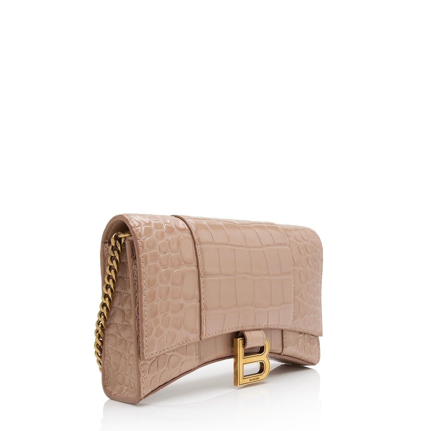 Luxury Balenciaga Trending 2026 Shiny Croc Embossed Calfskin Hourglass Chain Bag (SHF-ZdcMW4)