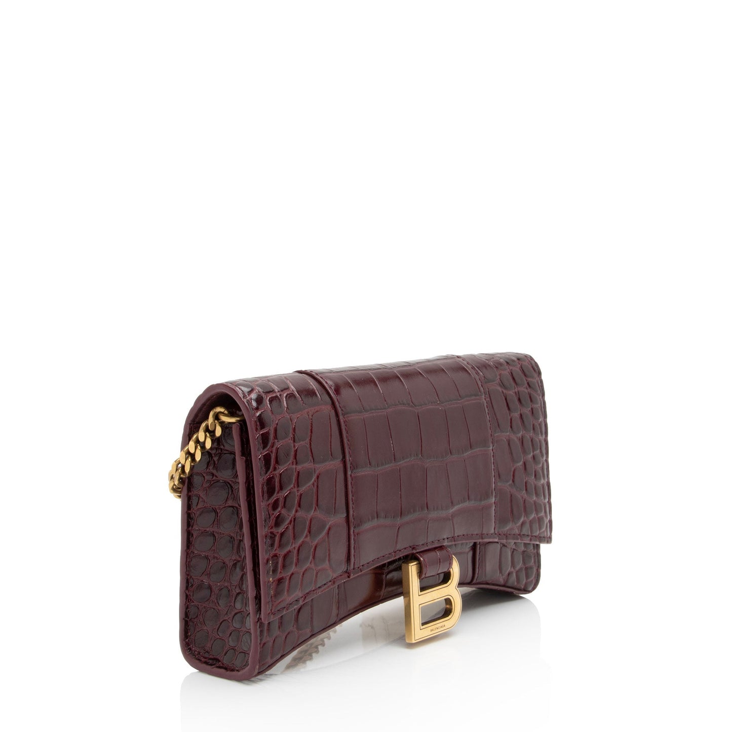 Luxury Balenciaga Trending 2026 Shiny Croc Embossed Calfskin Hourglass Chain Bag (SHF-8zNGYk)