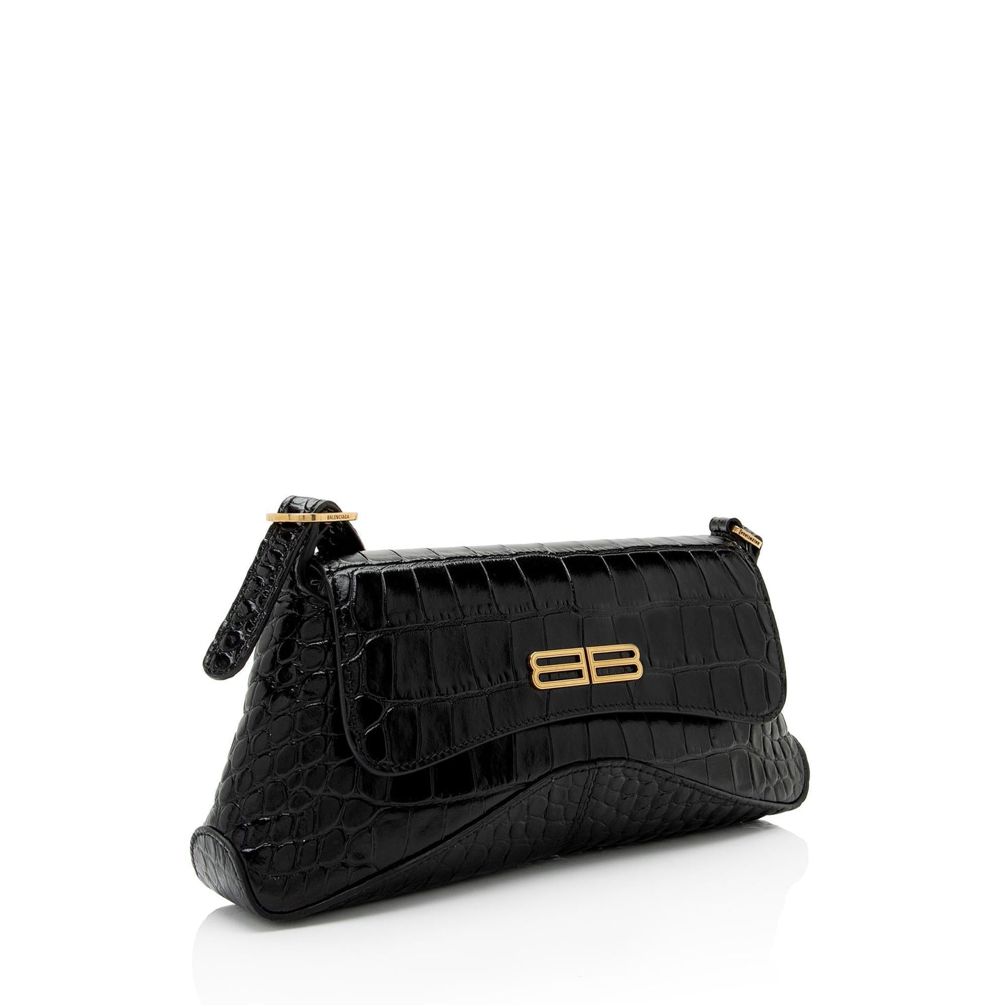 Luxury Balenciaga Trending 2026 Shiny Croc Embossed Calfskin XX Small Flap Bag (SHF-HmNLTl)