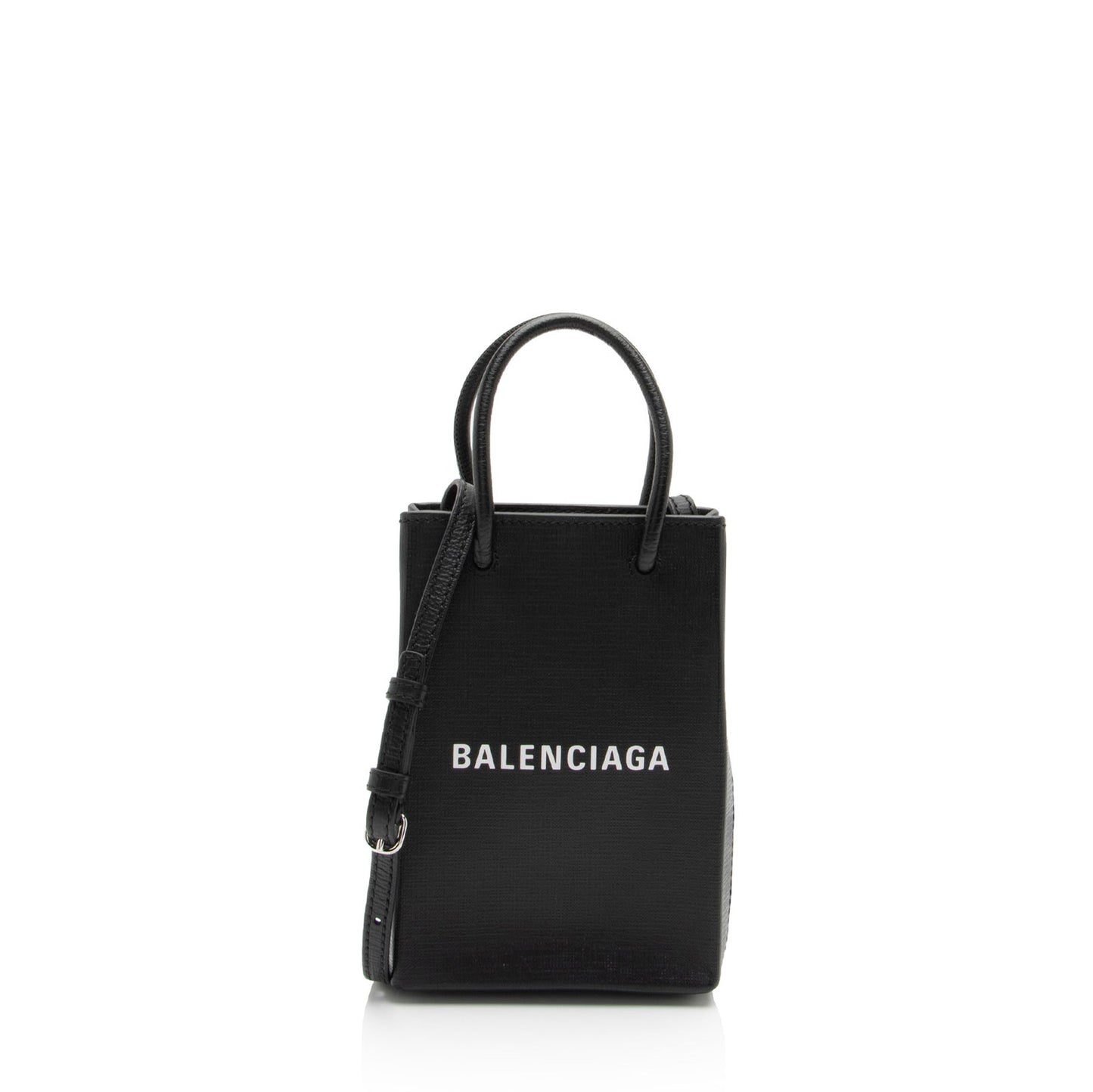 Luxury Balenciaga Trending 2026 Textured Calfskin Phone Holder Crossbody (SHF-vPnMbh)