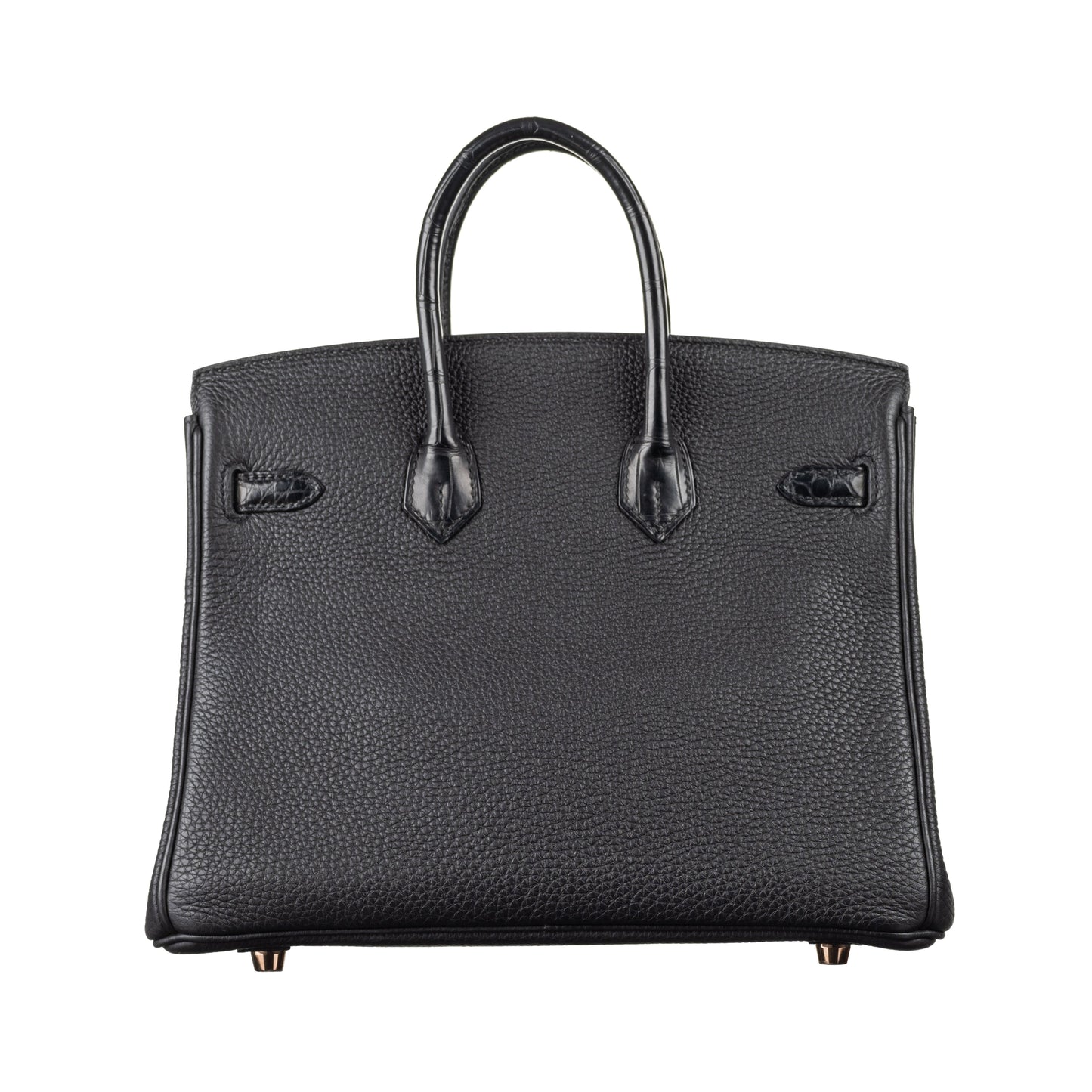 Hermes25cm Birkin Touch Black Matte Alligator/ Togo Leather Rose Gold Hardware