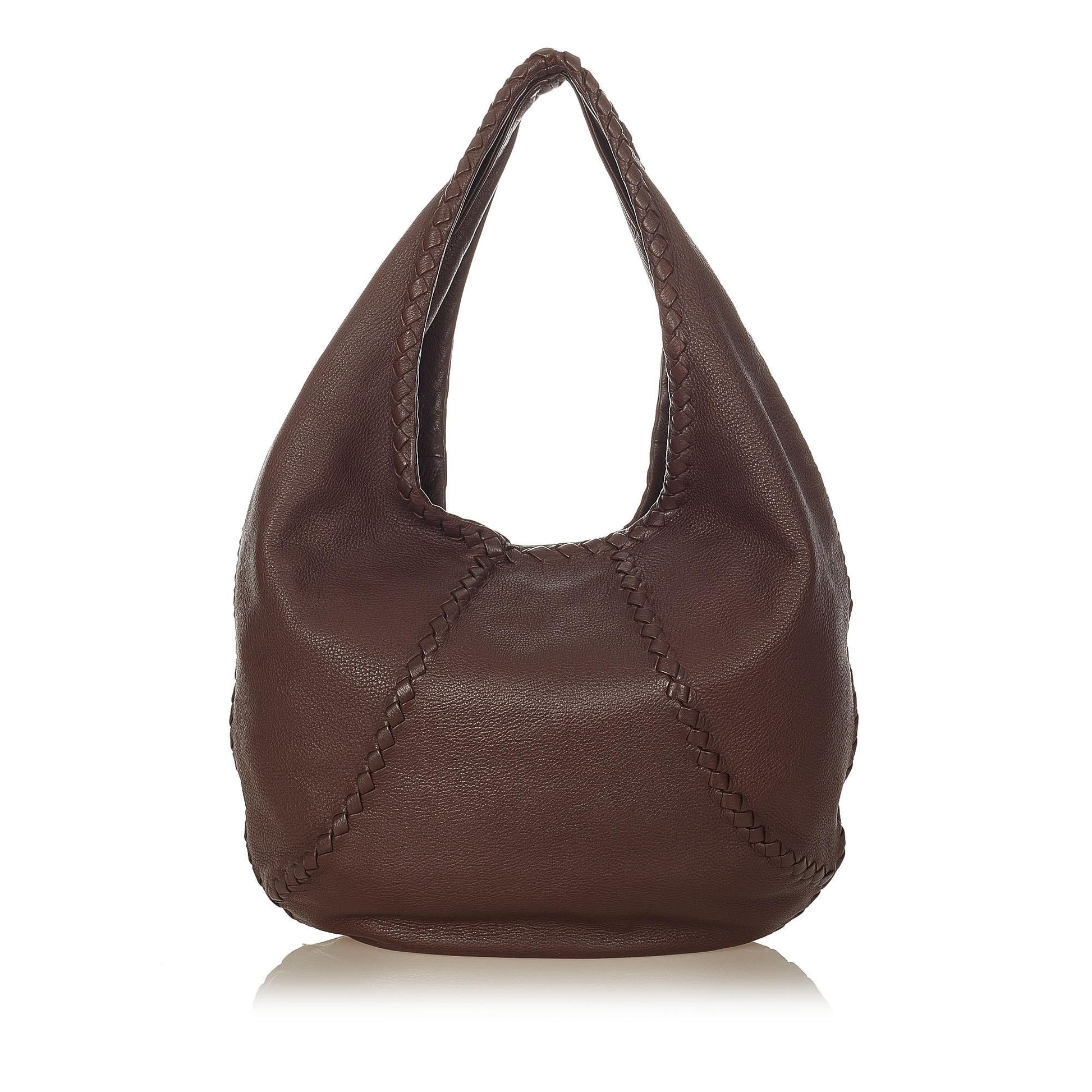 Luxury Bottega Veneta Baseball Leather Hobo Bag (SHG-22963)
