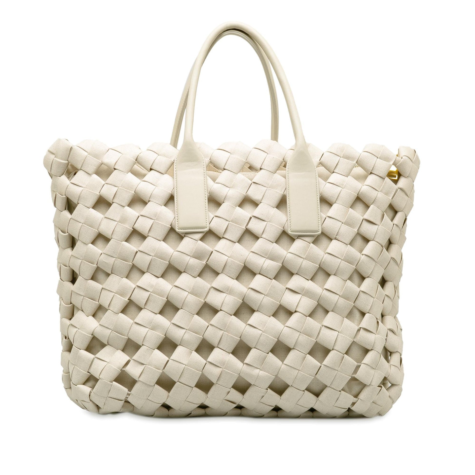 Luxury Bottega Veneta Canvas Window Woven Satchel (SHG-7SHWpr)