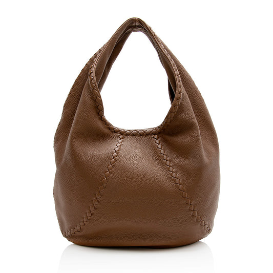 Luxury Bottega Veneta Cervo Leather Baseball Large Hobo (SHF-21575)