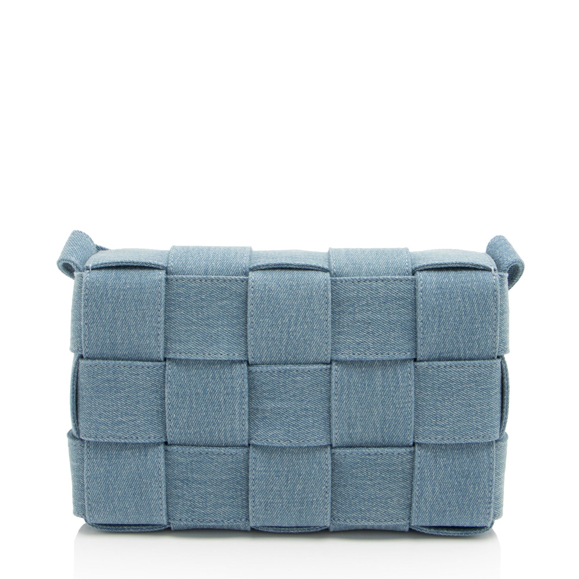 Luxury Bottega Veneta Denim Intrecciato Cassette Crossbody (SHF-bjvGME)