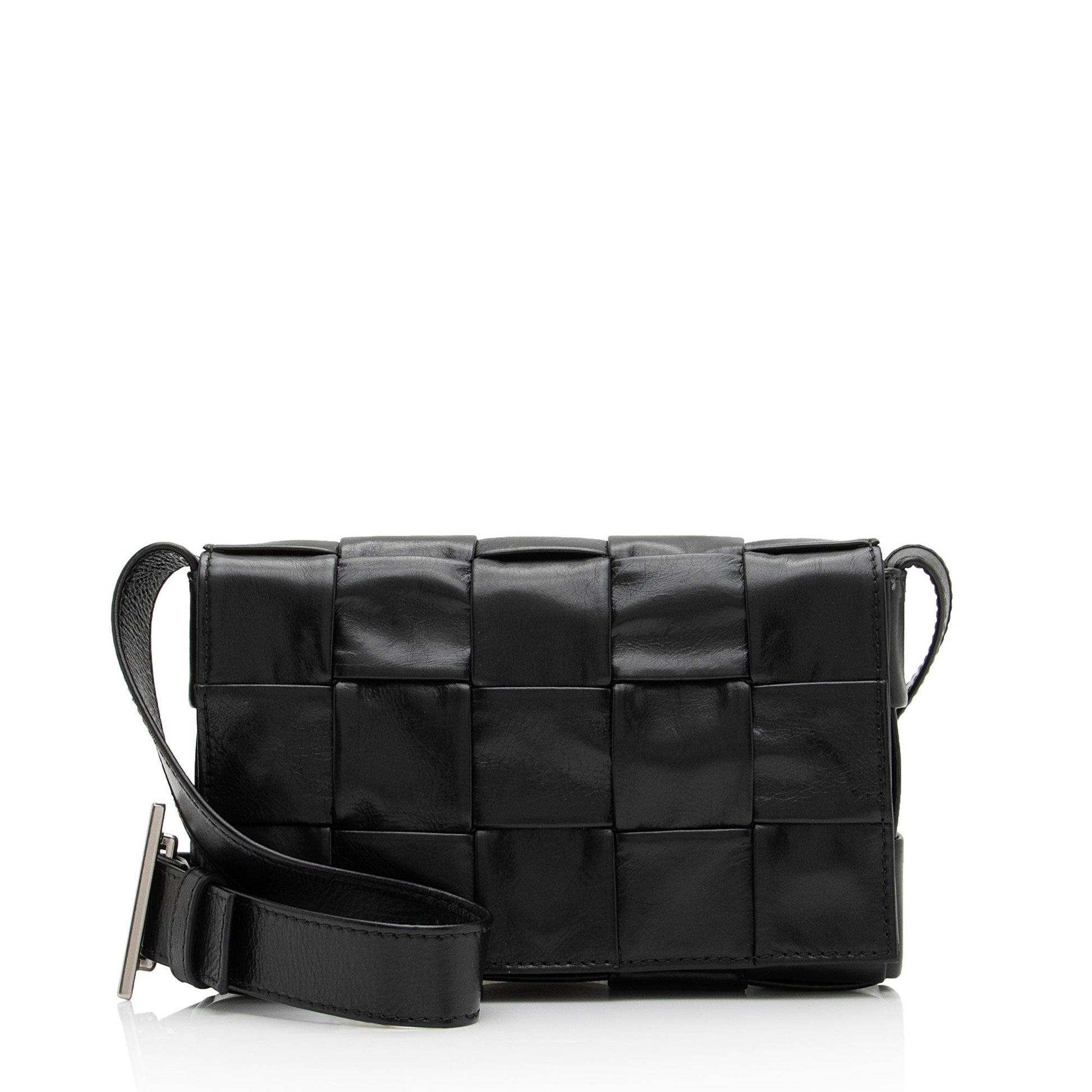 Luxury Bottega Veneta Distressed Calfskin Cassette Small Crossbody Bag (SHF-Mj13CL)