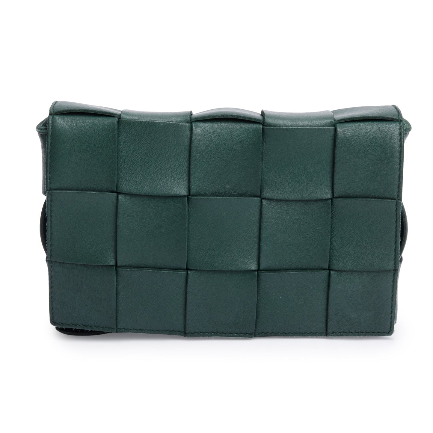 Bottega Veneta Green Intrecciato Lambskin Leather Classic Cassette Bag