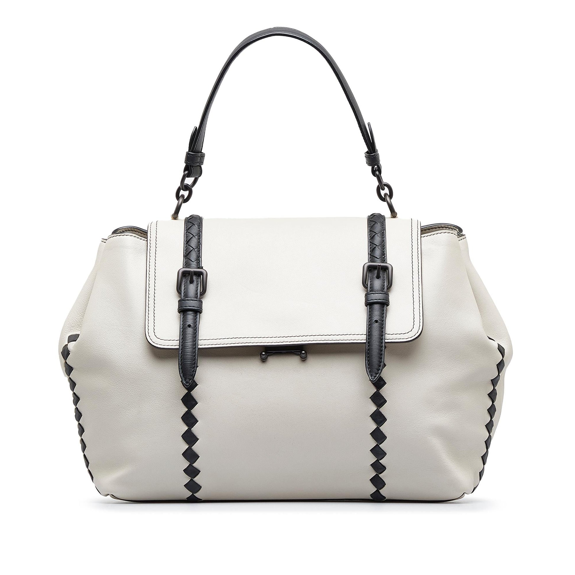 Luxury Bottega Veneta Intrecciato Double Buckle Satchel (SHG-C2xywZ)