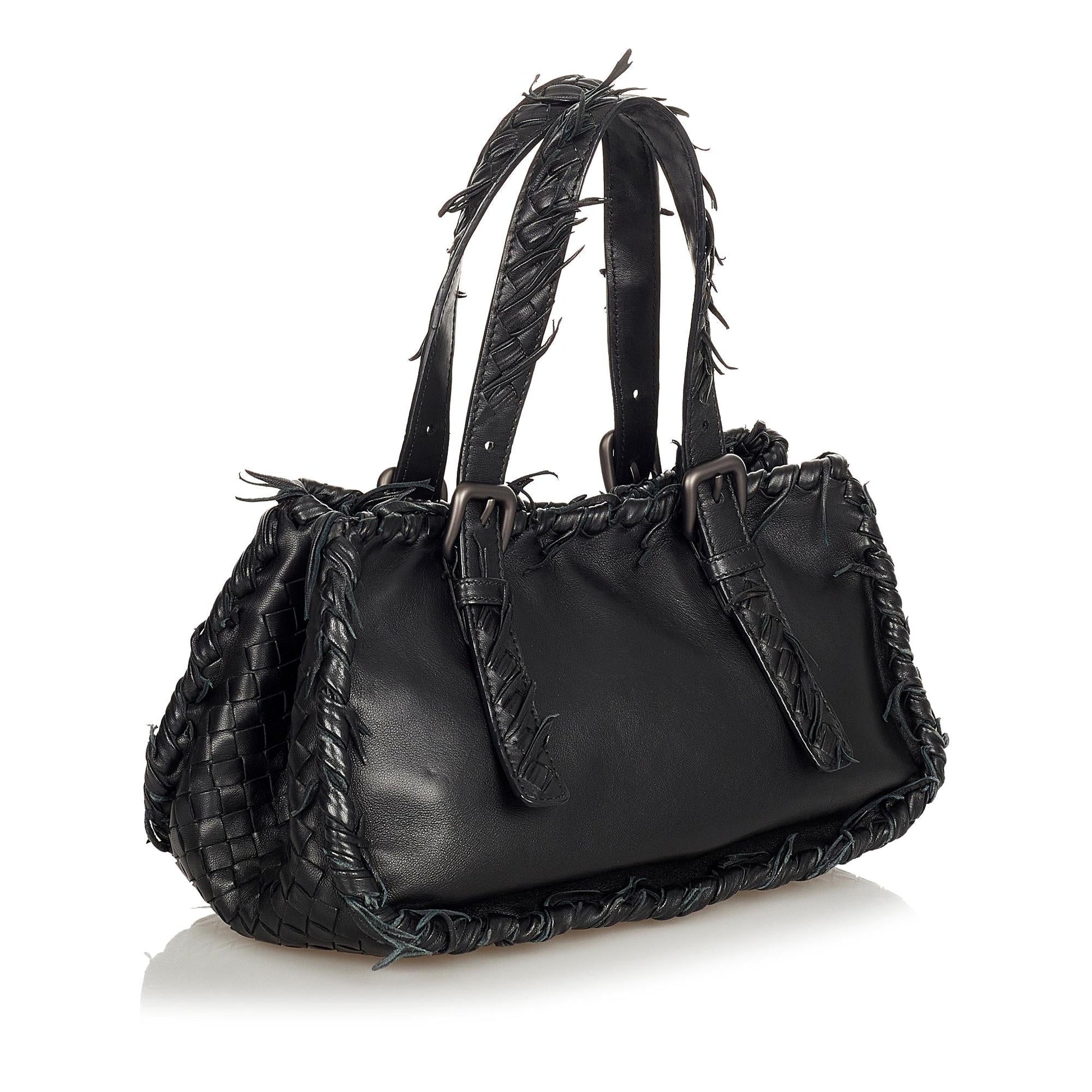 Luxury Bottega Veneta Intrecciato Fringe Leather Handbag (SHG-24403)