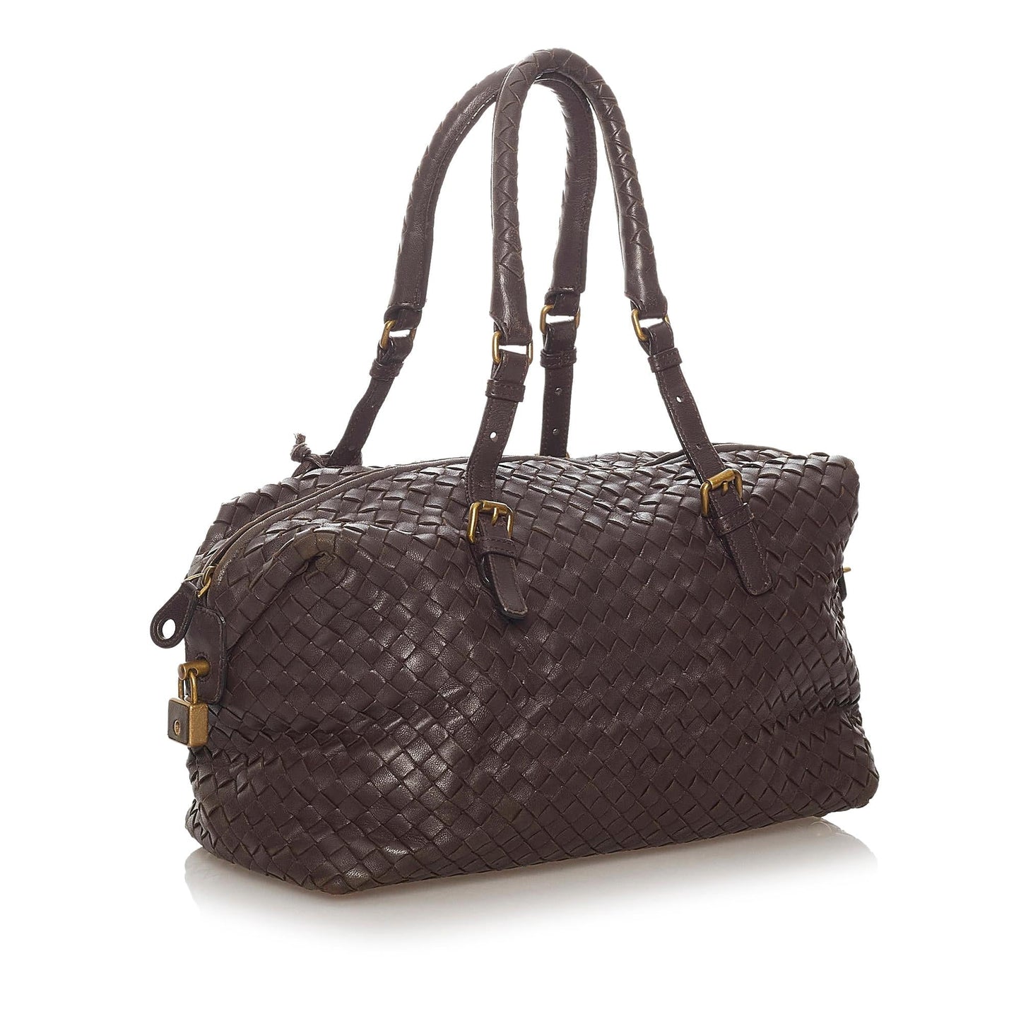 Luxury Bottega Veneta Intrecciato Leather Boston Bag (SHG-27937)