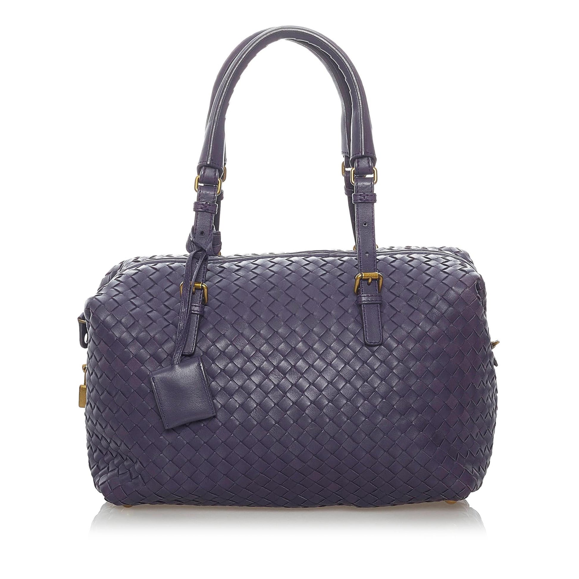 Luxury Bottega Veneta Intrecciato Leather Boston Bag (SHG-30407)