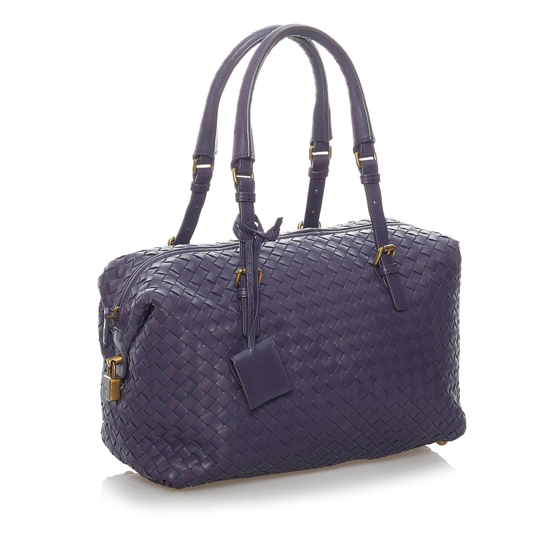 Luxury Bottega Veneta Intrecciato Leather Boston Bag (SHG-30407)