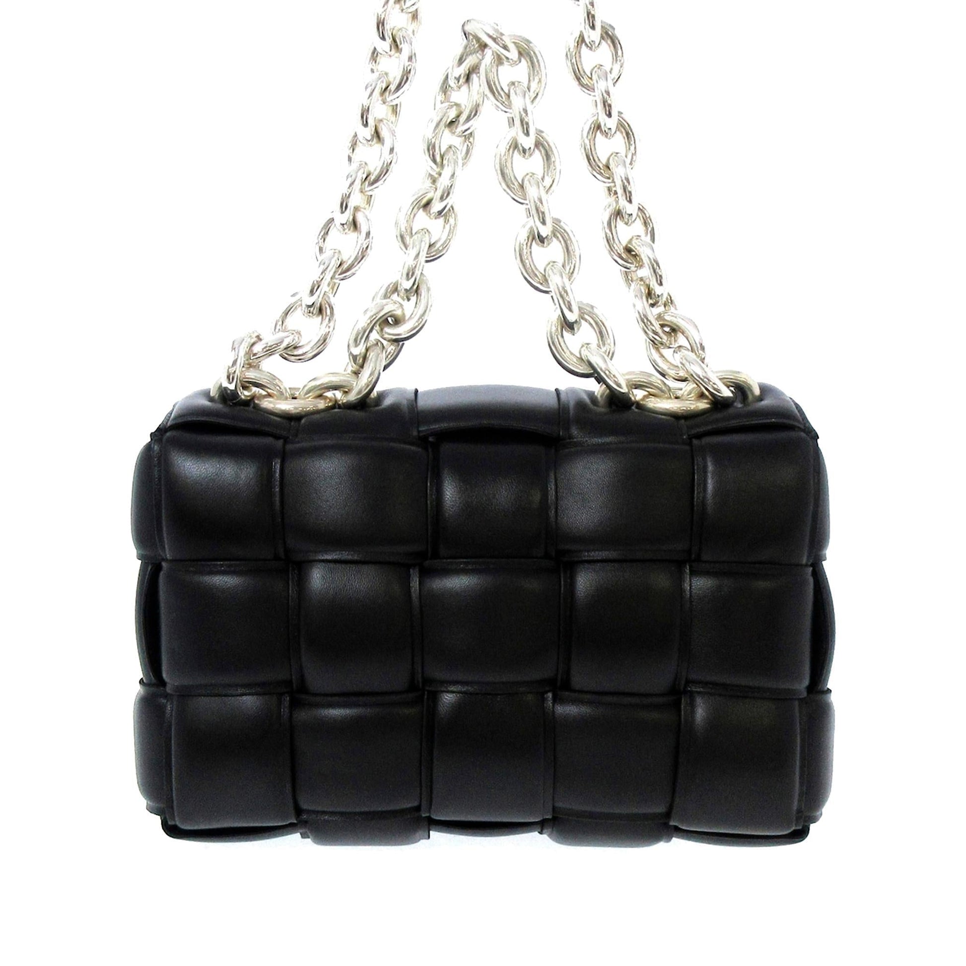 Luxury Bottega Veneta Lambskin Intrecciato Padded Chain Cassette Satchel (SHG-yBNHaB)