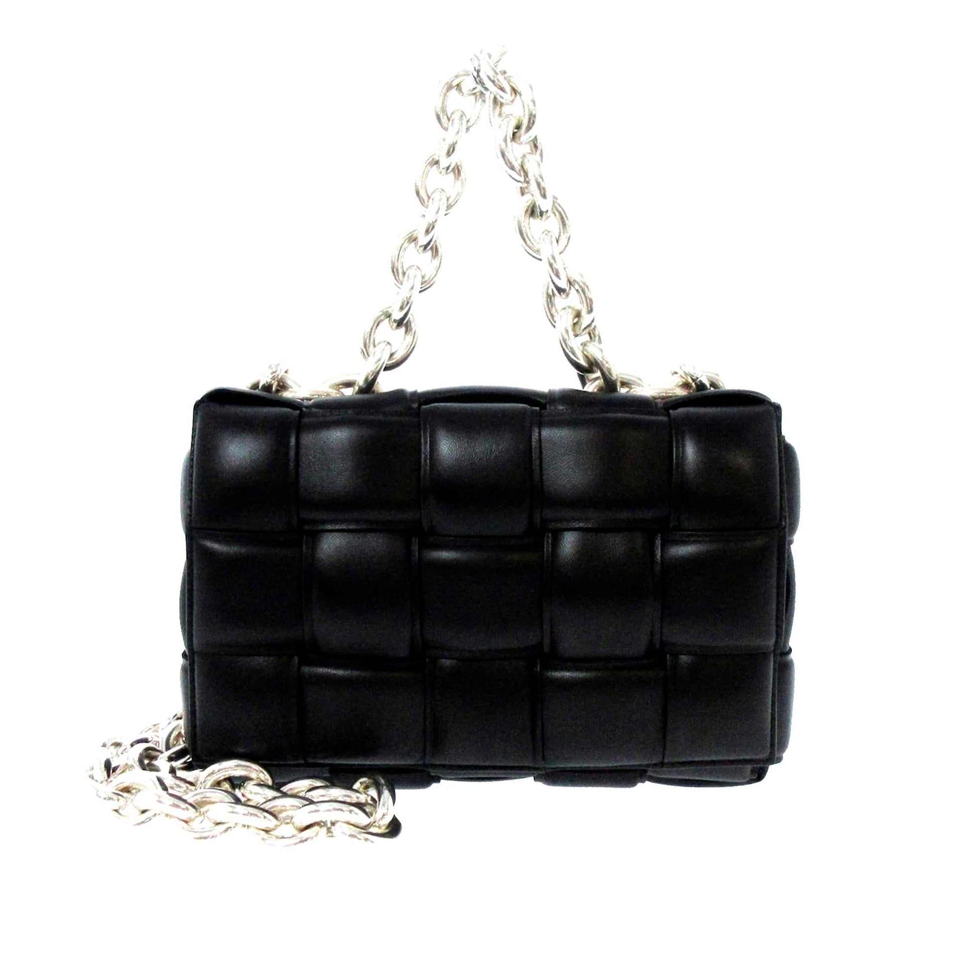 Luxury Bottega Veneta Lambskin Intrecciato Padded Chain Cassette Satchel (SHG-yBNHaB)