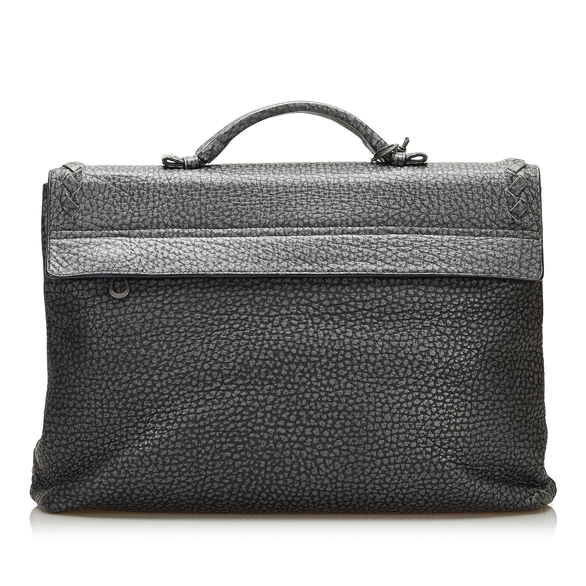 Luxury Bottega Veneta Leather Intrecciato Trimmed Business Bag (SHG-35299)