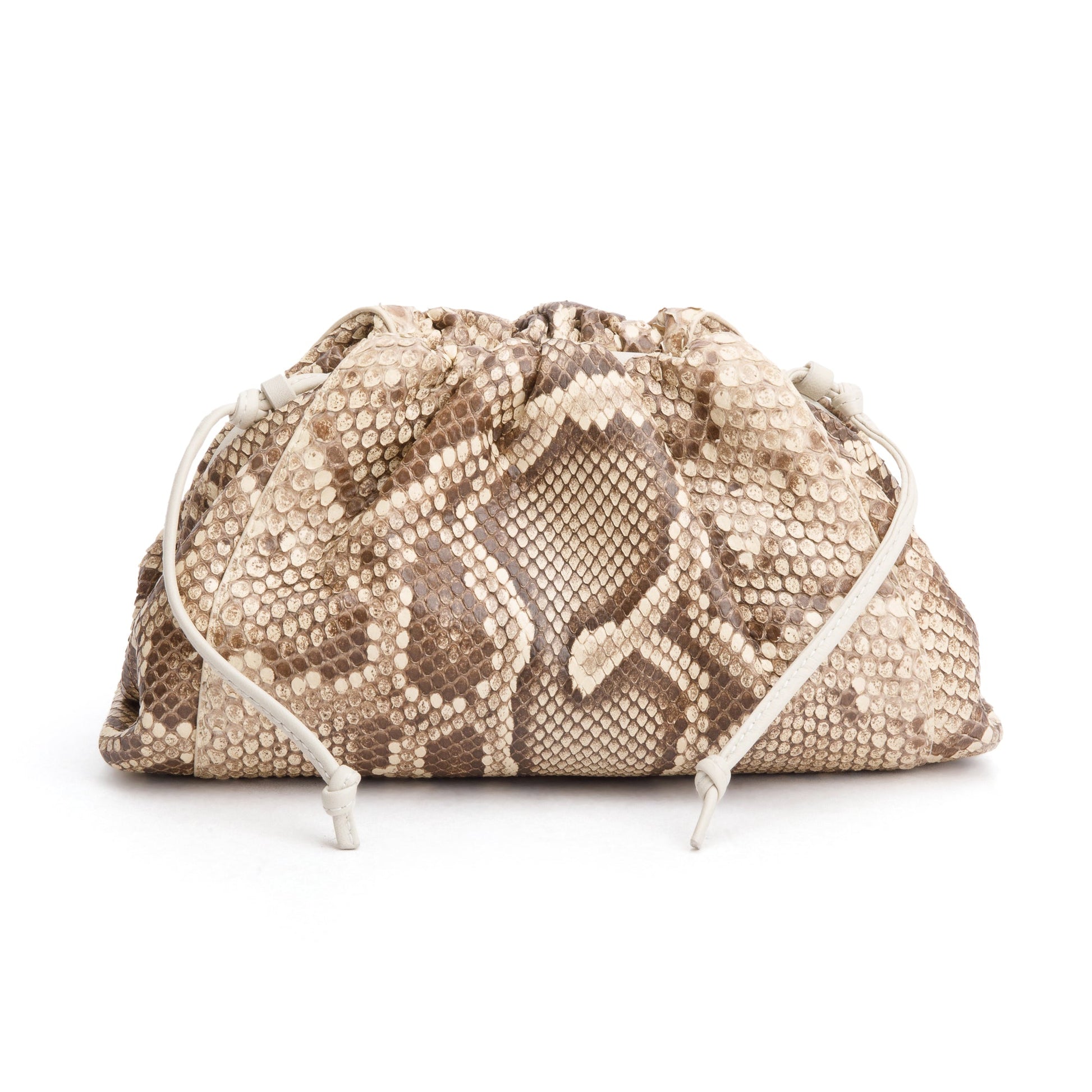 Bottega Veneta Neutral Python The Mini Pouch