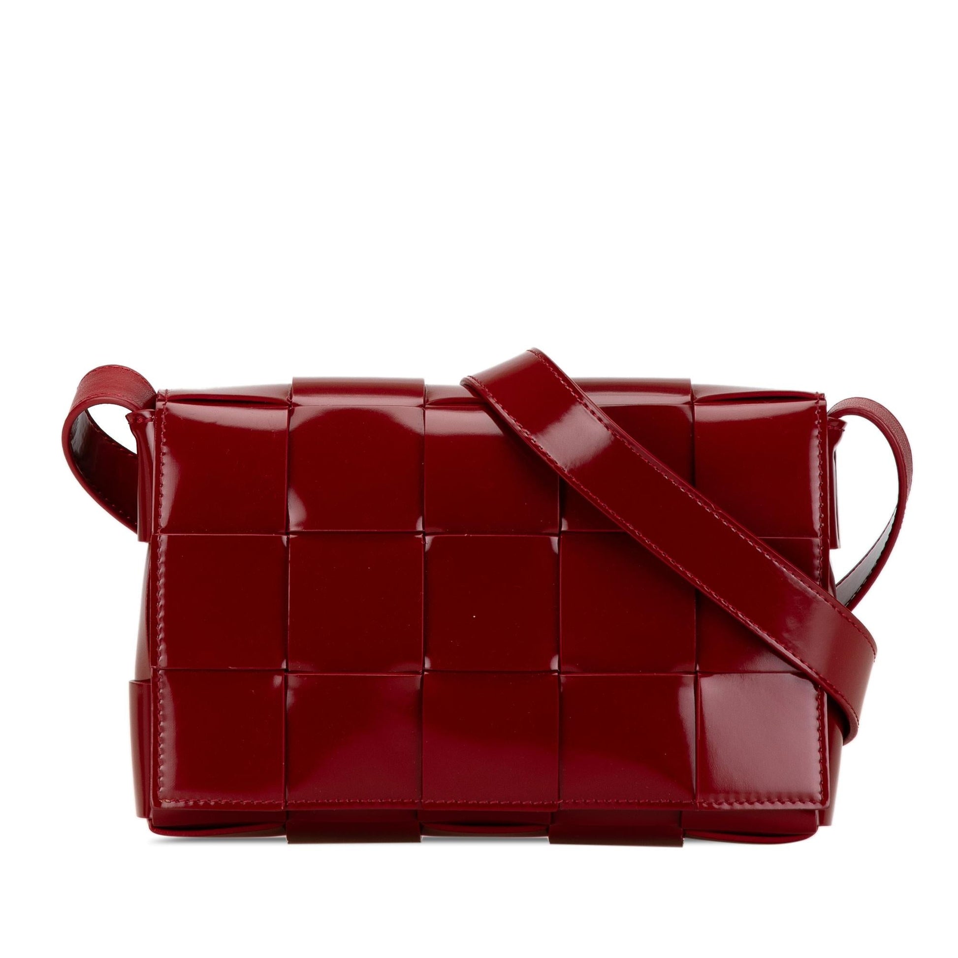 Luxury Bottega Veneta Patent Intrecciato Cassette Crossbody (SHG-LgpVBt)