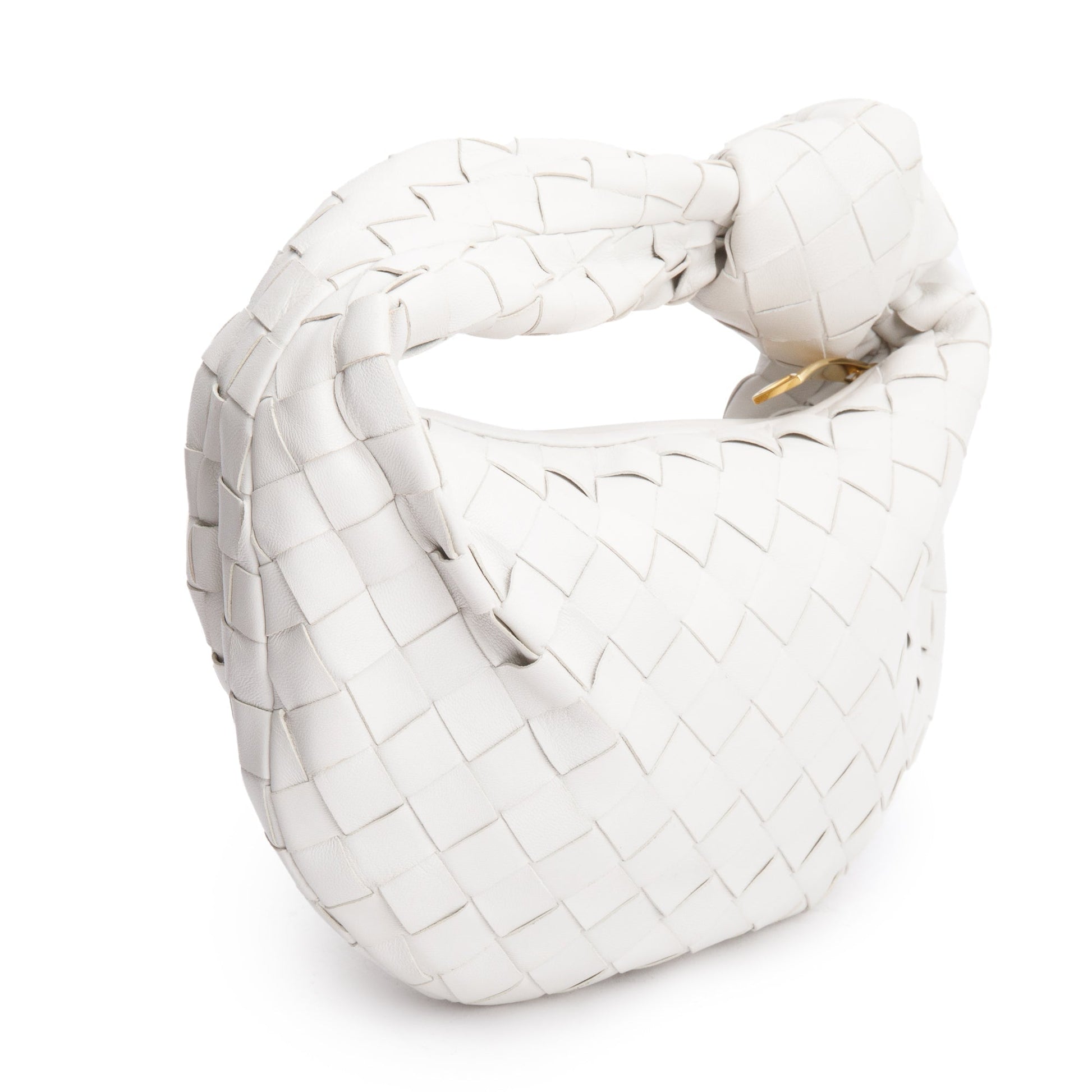 Bottega Veneta White Intrecciato Leather Mini Jodie Bag