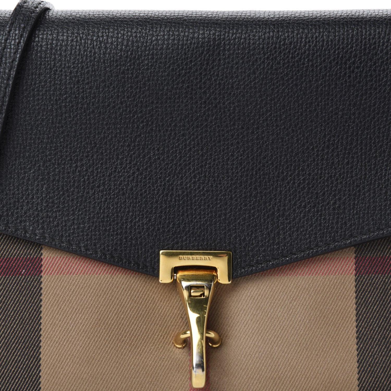 Burberry Black Macken Small Ho Check & Leather Crossbody Bag