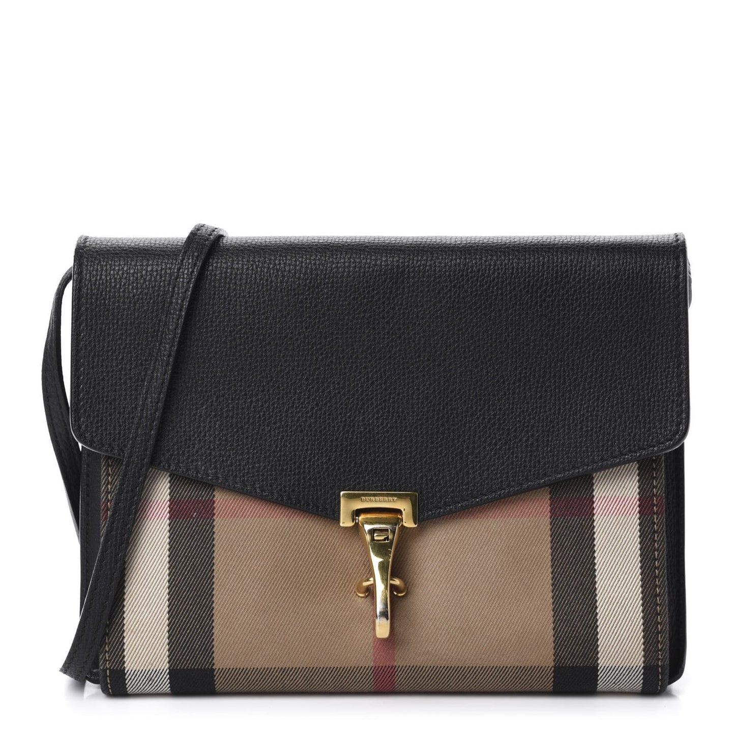 Burberry Black Macken Small Ho Check & Leather Crossbody Bag