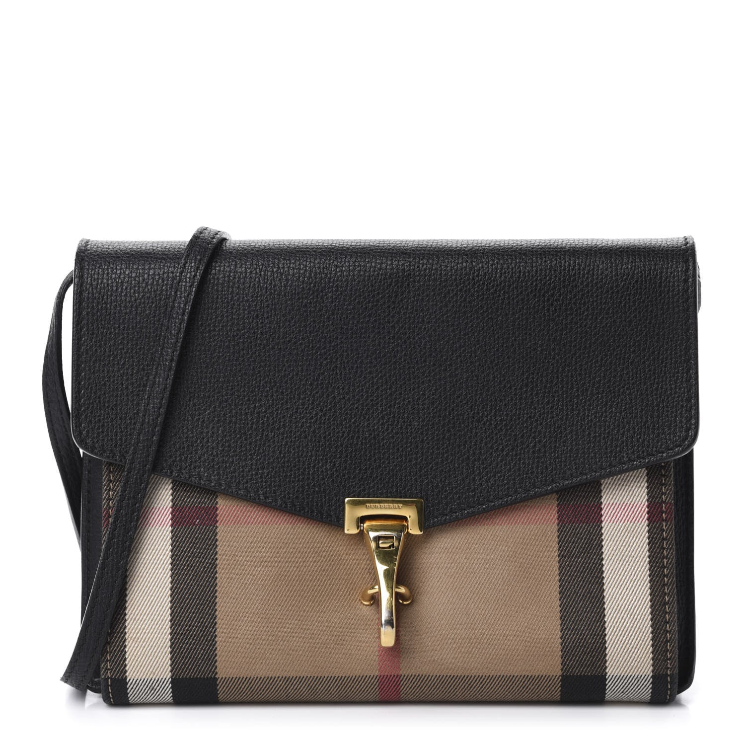 Burberry Black Macken Small Ho Check & Leather Crossbody Bag