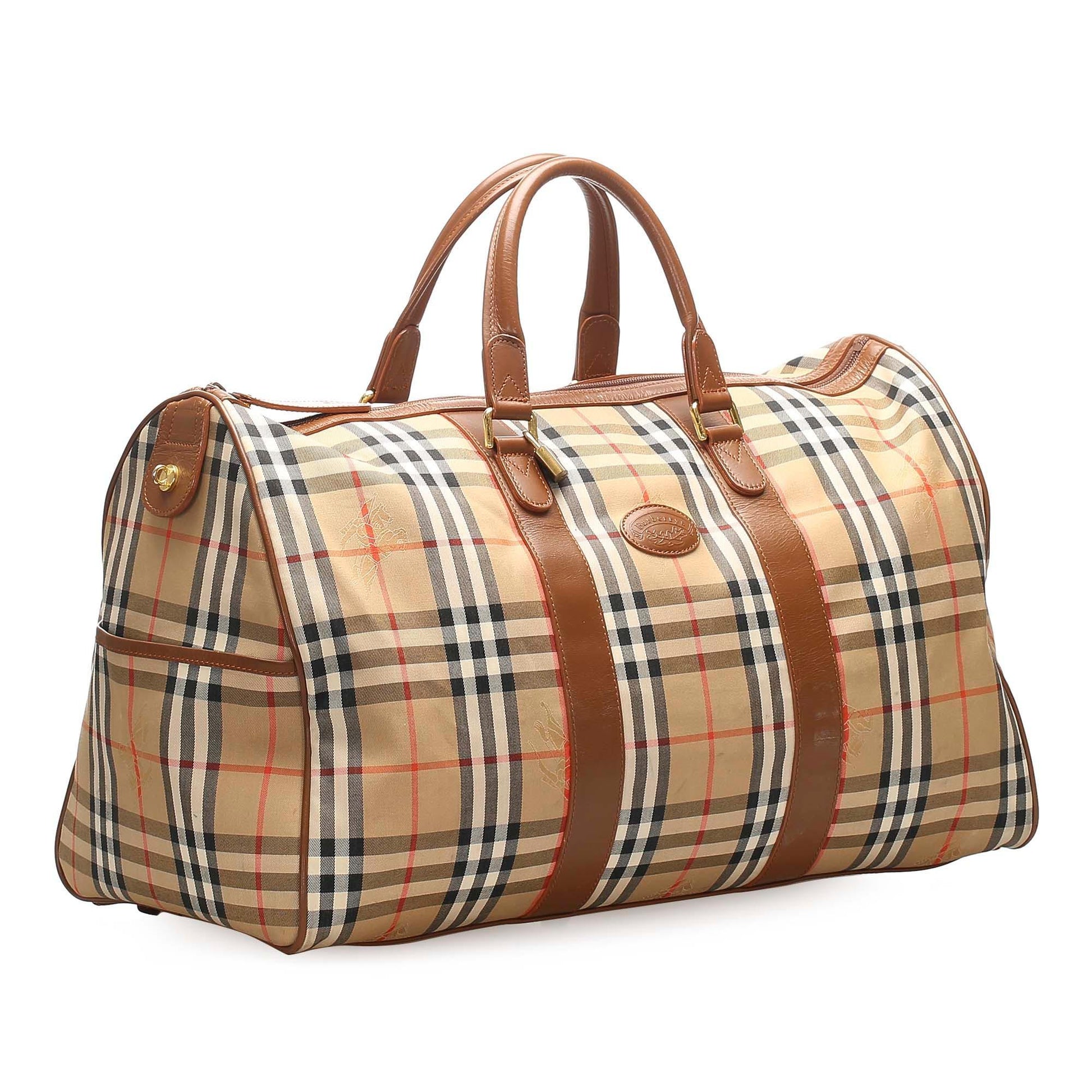 Burberry Haymarket Check Canvas Boston Bag (SHG-11746)