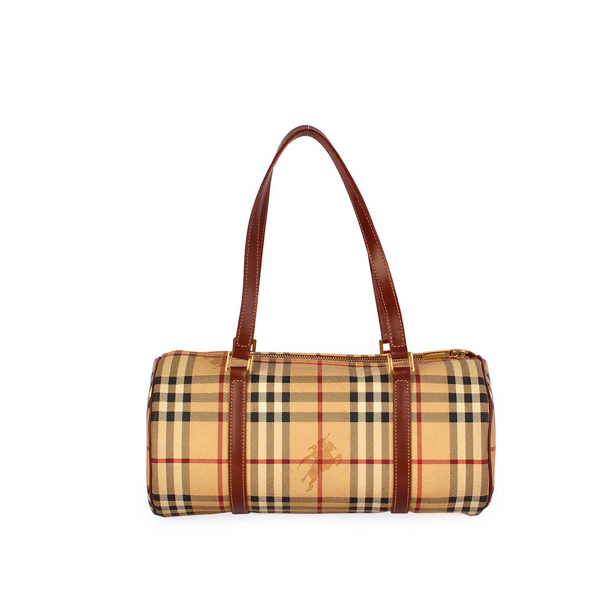 BURBERRY HAYMARKET CHECK PAPILLON BARREL BAG