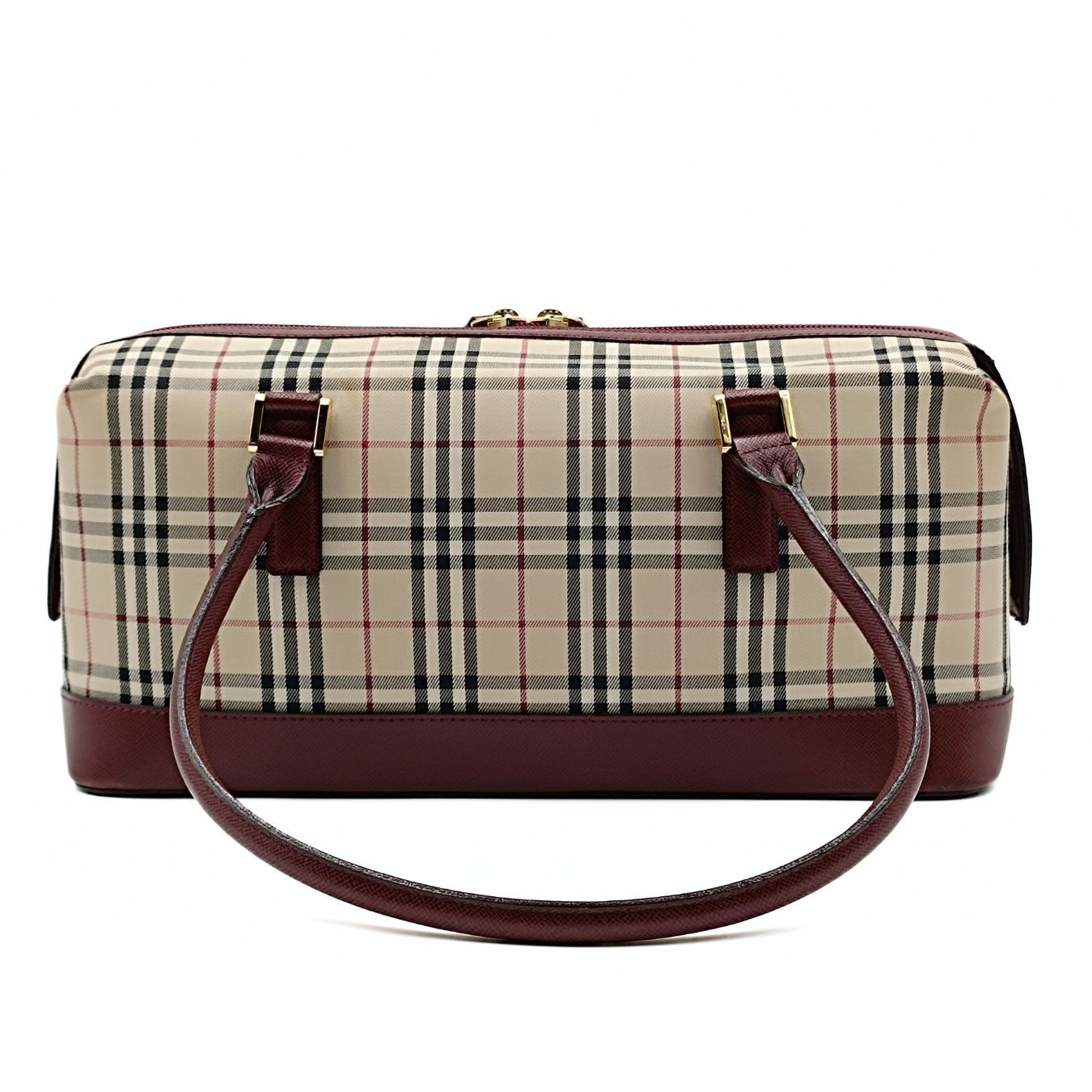 BURBERRY Burberry Burberry shoulder bag in burgundy check canvas and leather