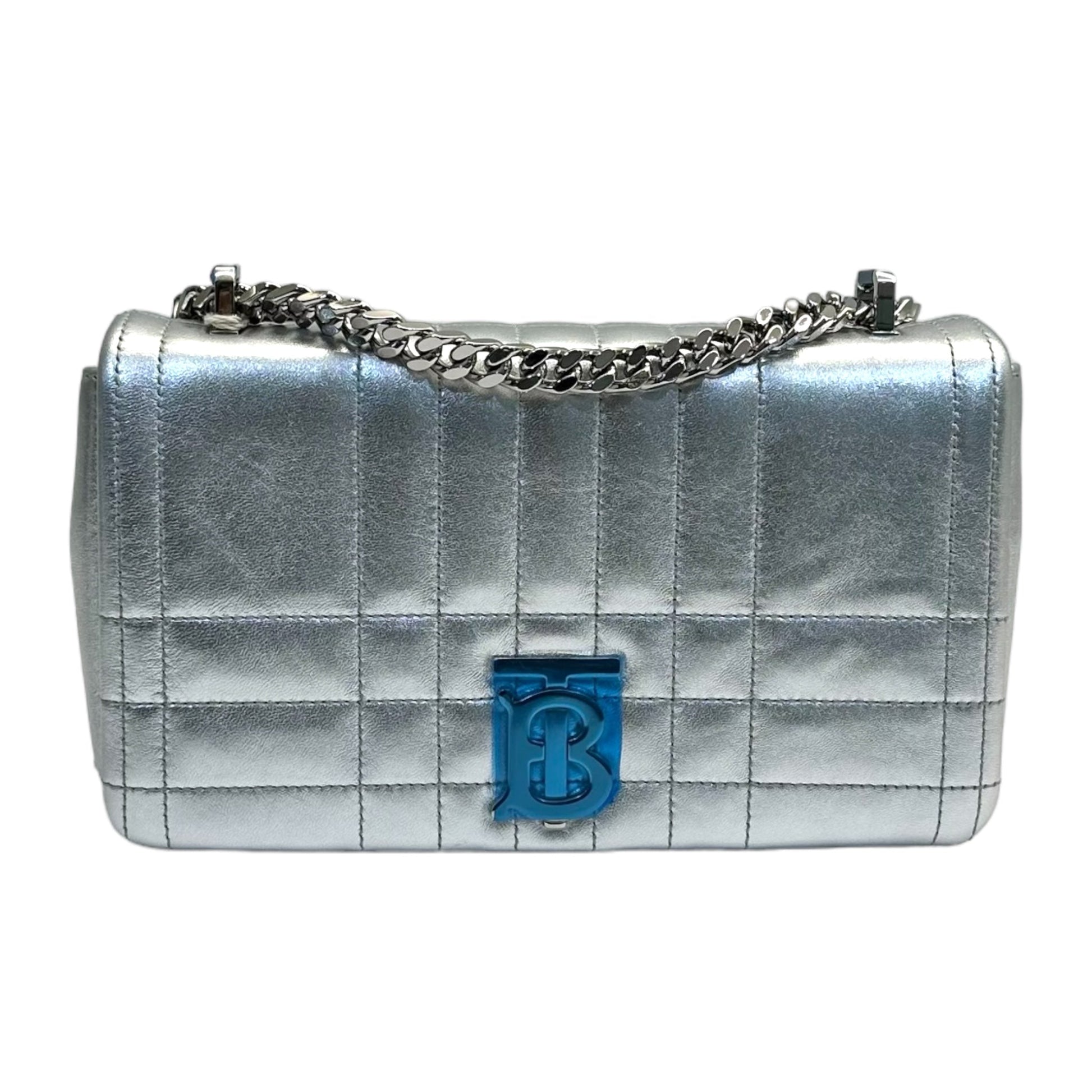 Burberry Lola Leather Silver Shoulder Bag