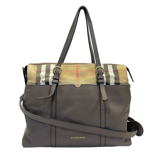 Burberry Mason Ho Check Canvas And Leather Diaper Tote Bag