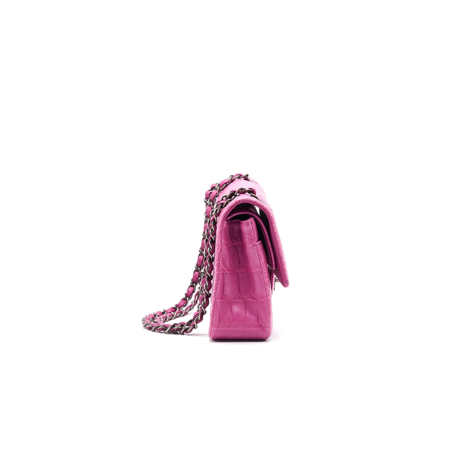 Chanel Alligator Medium Classic Double Flap Bag Pink