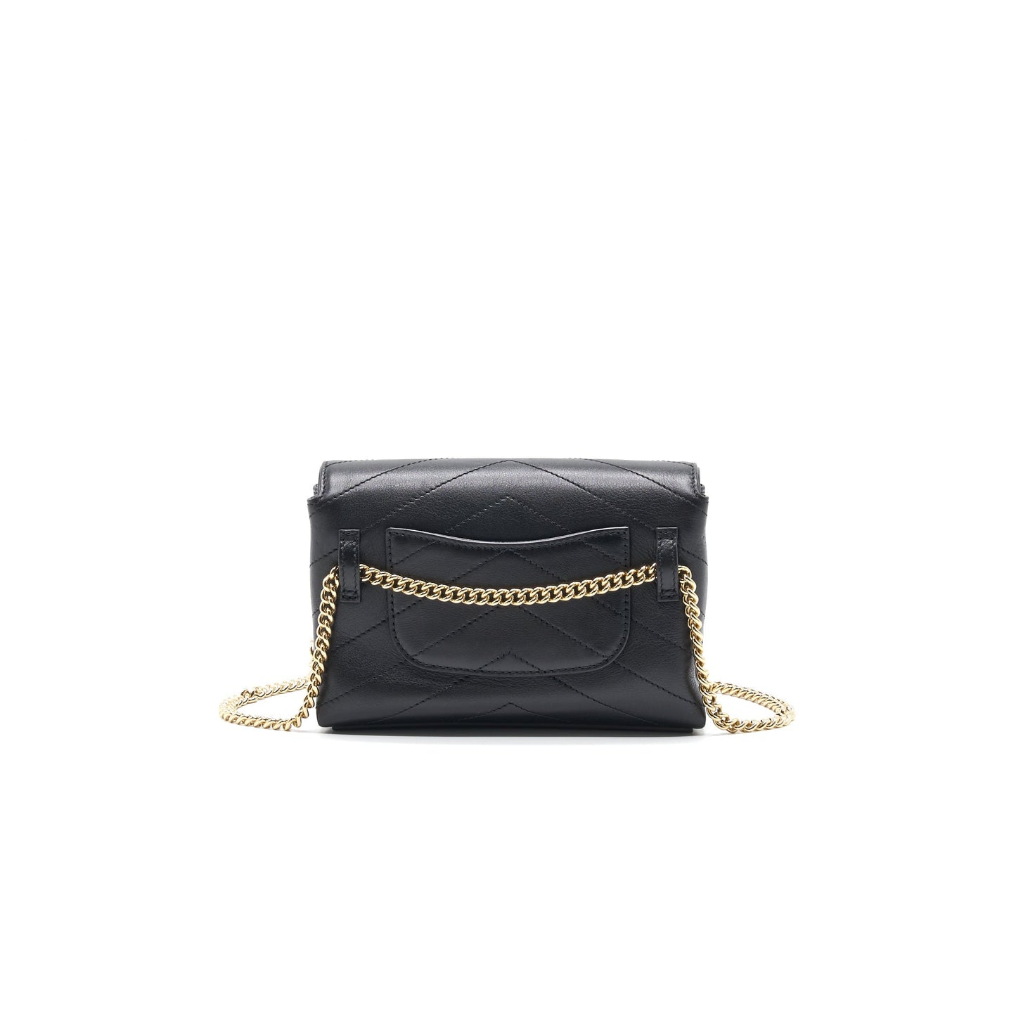 Chanel Calfskin Chevron Leather Chain Waist Bag Black