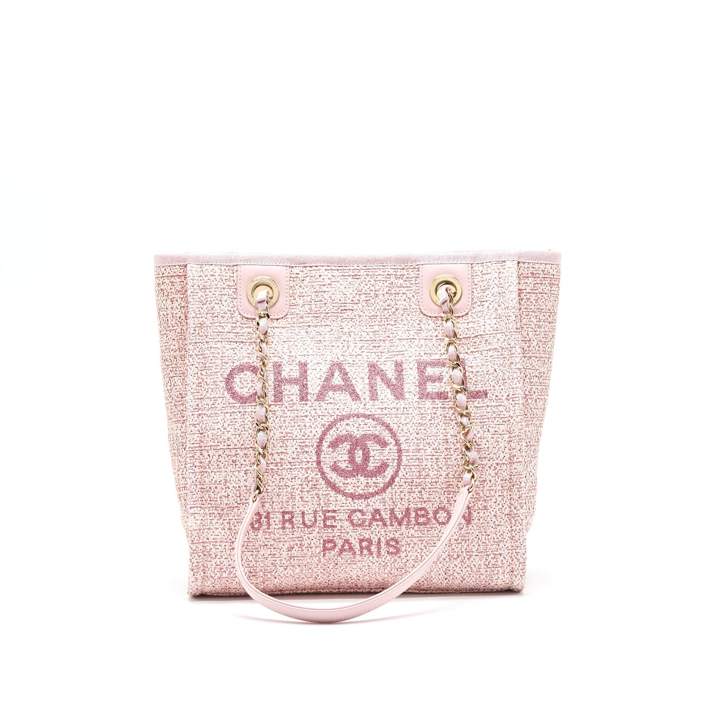 Chanel Deauville PM Tote Bag Canvas Pink