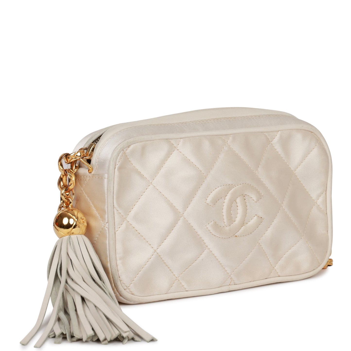 Chanel Mini Camera Bag Beige Satin Gold Hardware