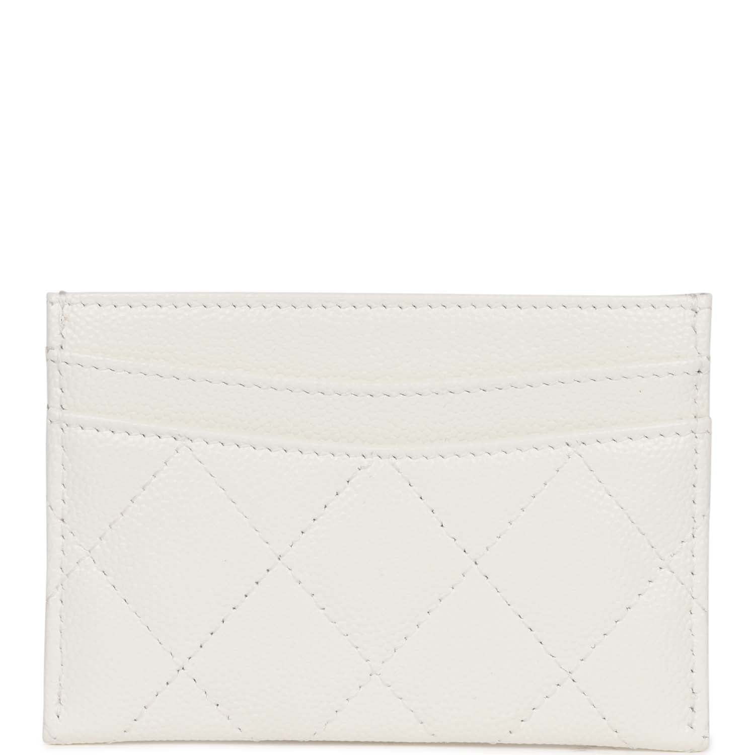 Chanel Card Holder Wallet White Caviar Light Gold Hardware