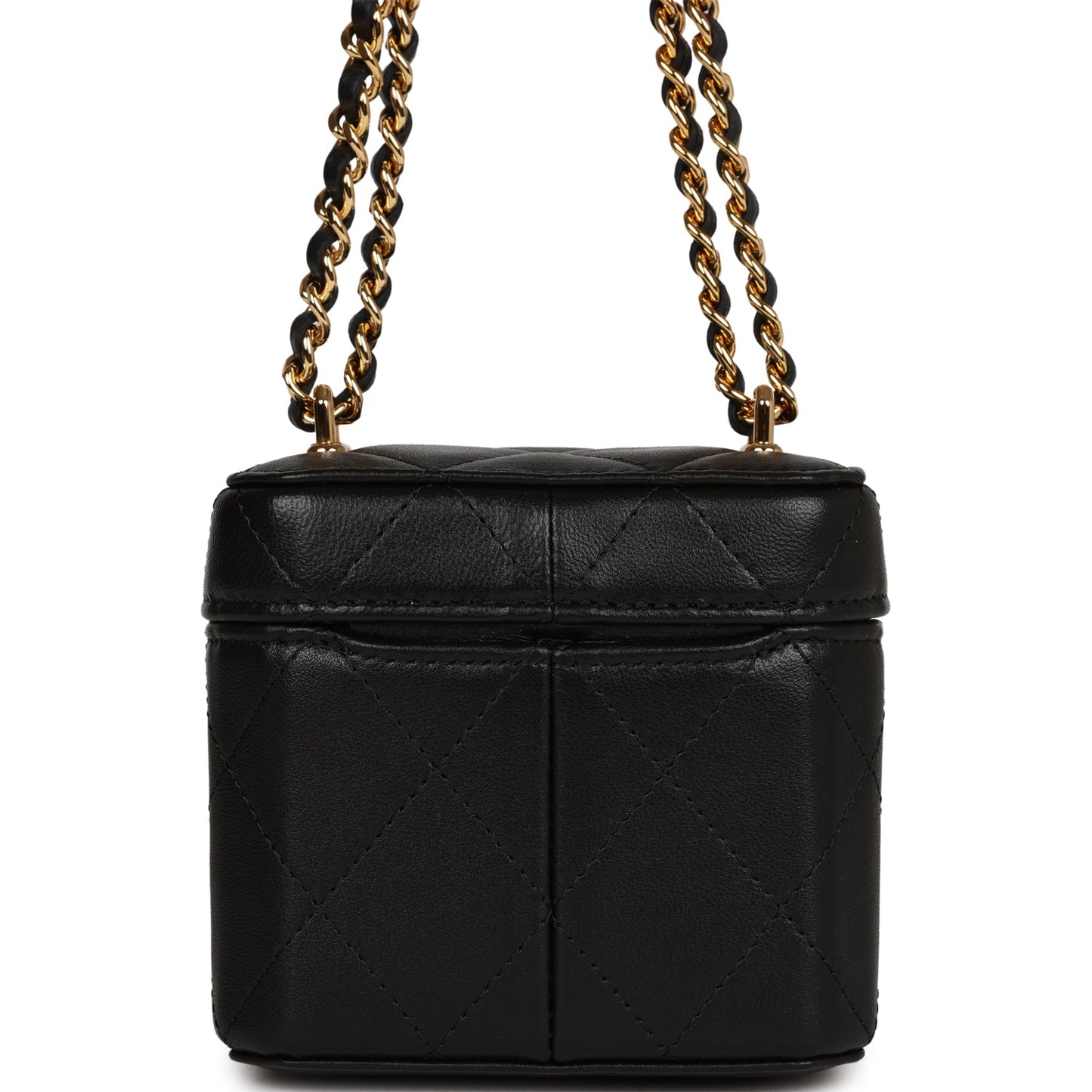Chanel Mini Vanity Case Chain Clutch Black Lambskin Gold Hardware