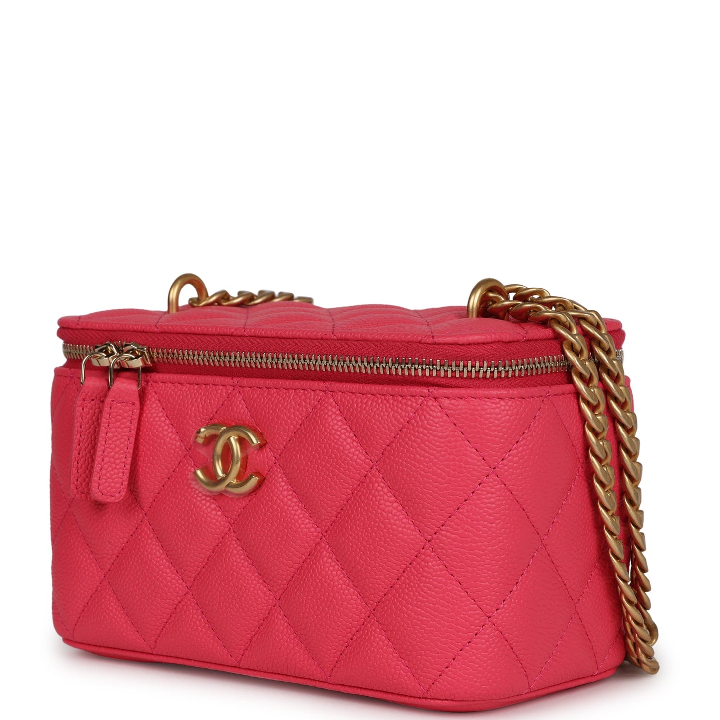 Chanel Small Vanity Case Pink Caviar Brushed Gold Hardware