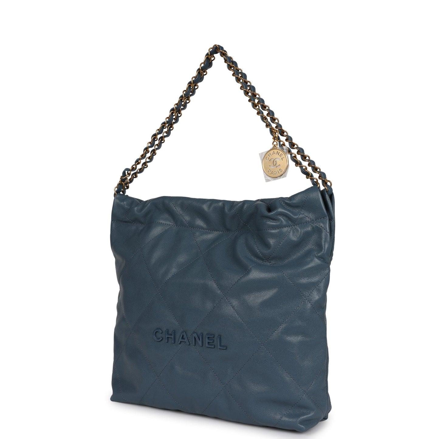 Chanel Small 22 Bag Blue Caviar Gold Hardware