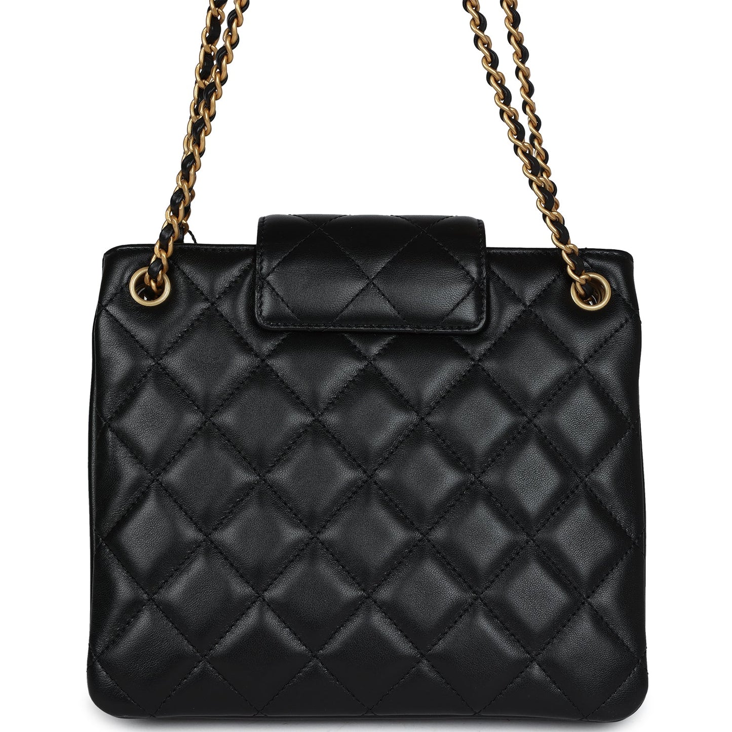Chanel CC Small Shoulder Bag Black Lambskin Antique Gold Hardware