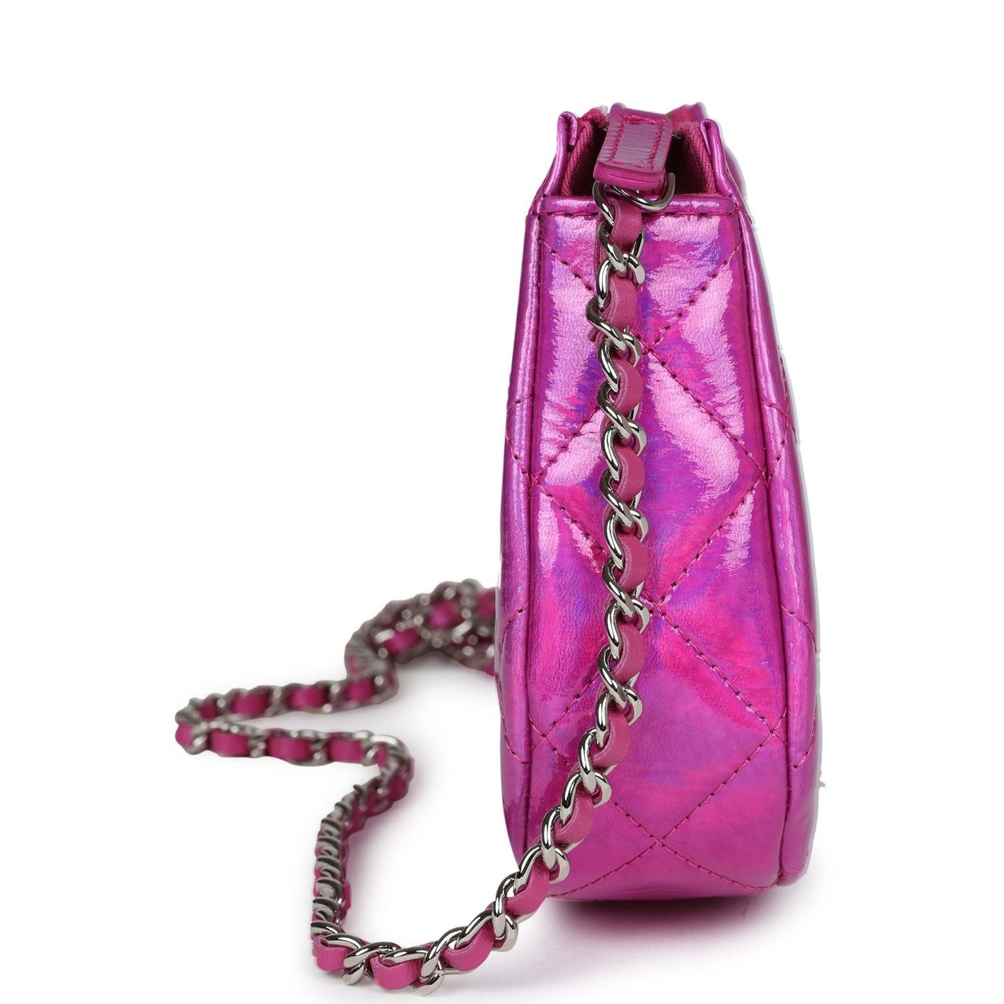 Chanel Mini Hobo Bag Pink Metallic Goatskin Silver Hardware