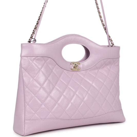 Chanel Large 31 Shopper Light Purple Shiny Lambskin Light Gold Hardware