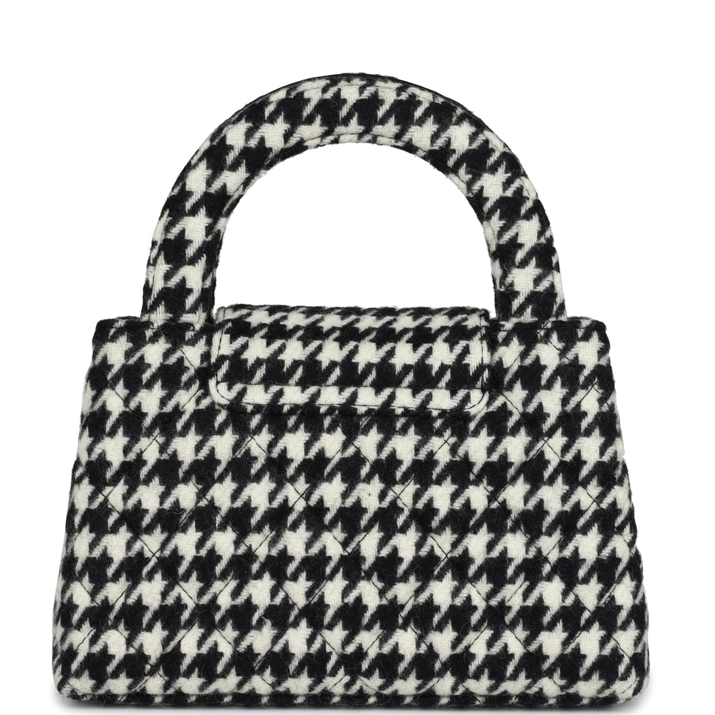 Chanel Small Kelly Shopper Black and White Houndstooth Tweed Brushed Gold Hardware