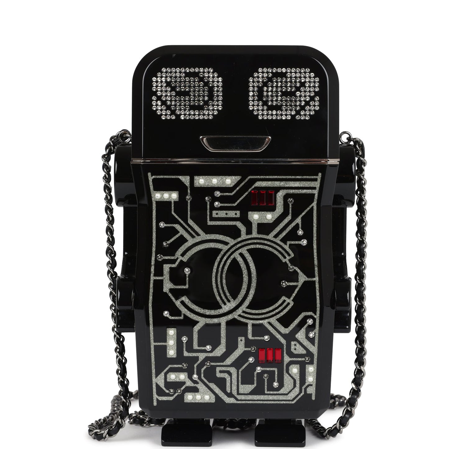 Chanel Limited Edition Robot MinaudiÃ¨re Bag Black Plexiglass and Crystals Ruthenium Hardware