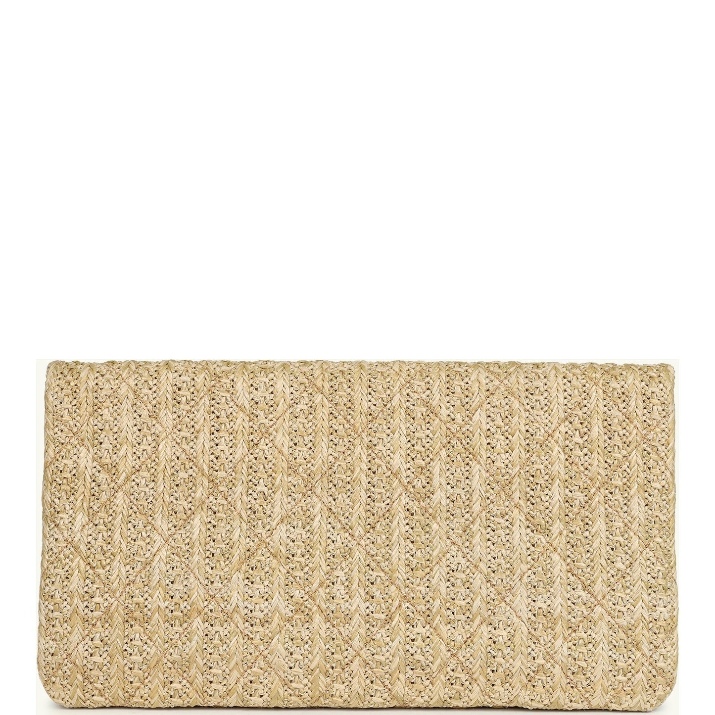 Chanel CC Woven Clutch Gold Natural Raffia Antique Gold Hardware