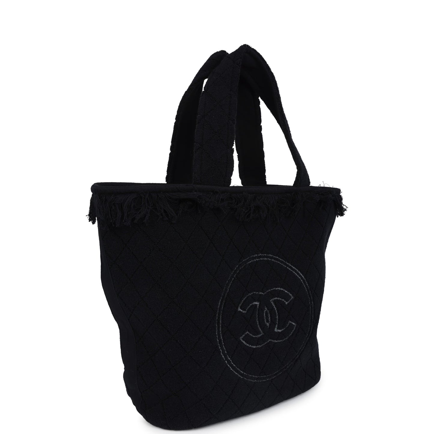 Chanel Coco Beach Tote Black Terry Cloth with Towel