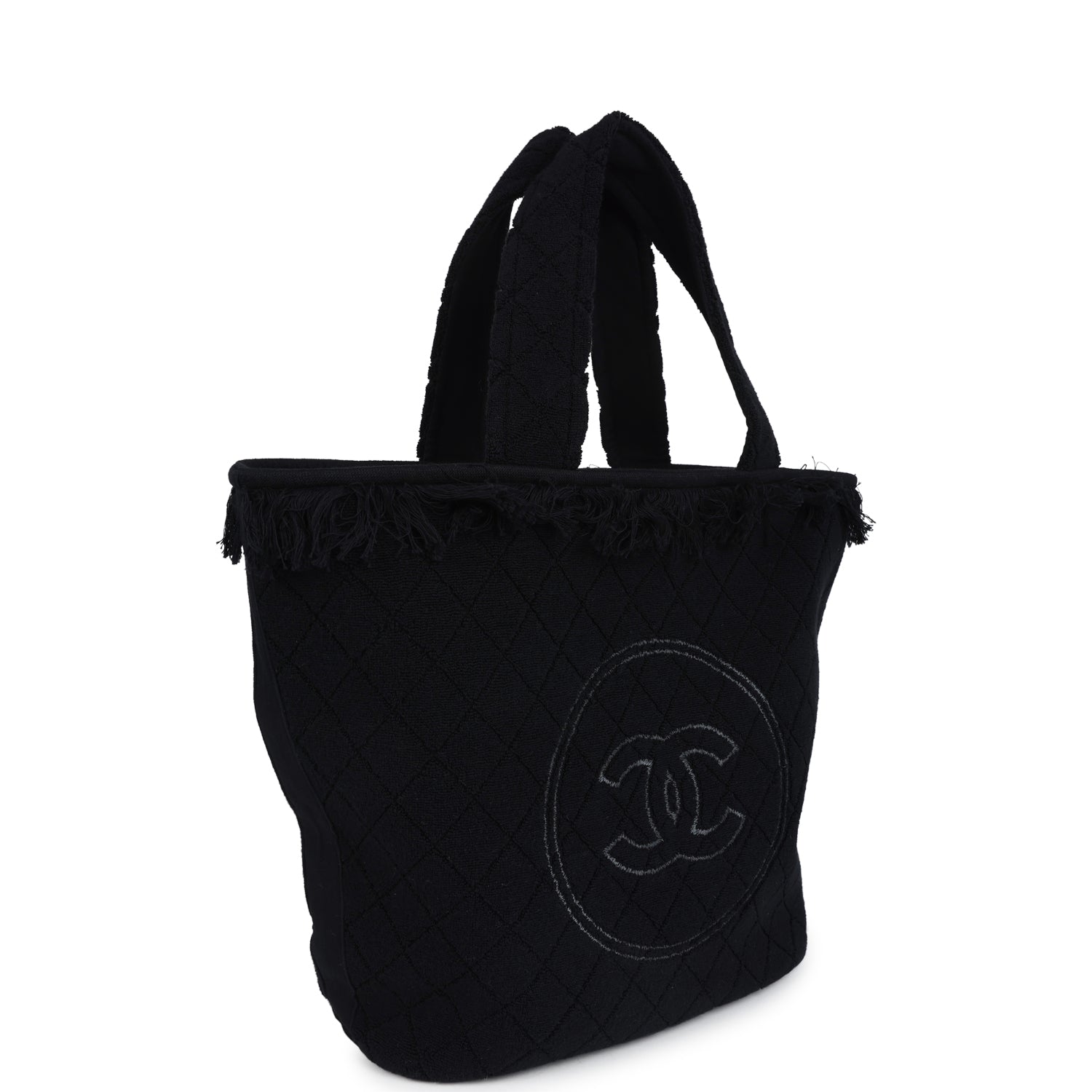 Chanel Coco Beach Tote Black Terry Cloth with Towel