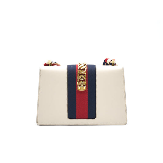 Gucci Sylvie Small Shoulder Bag White (Leather Strap Missing)